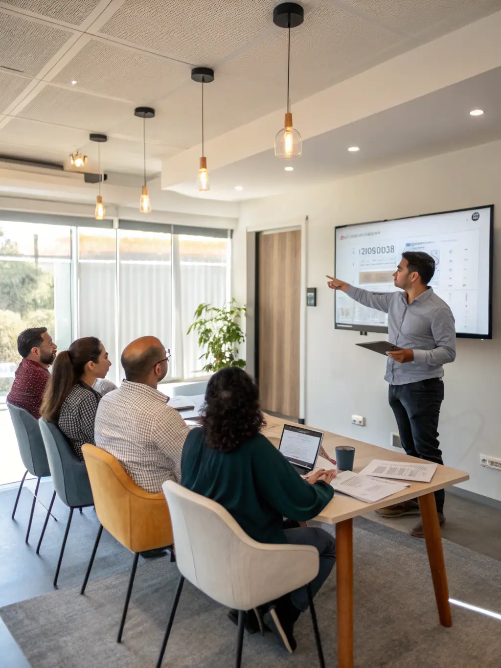 A photo of a confident leader mentoring a team, representing Zentary's leadership consulting services.
